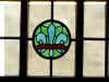 Museum detail stained glass in door P6270033.JPG (672593 bytes)