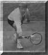 Bill Buckland returns a shot during a match at Cromarty Tennis Club