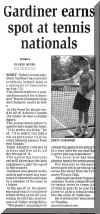  Gardiner earns spot at tennis nationals ~ (Cape Breton Post, August 2, 2003)