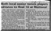 Both local senior tennis players advance to final 16 at National ~ (Cape Breton Post, August 19, 2001) - Bill Buckland, Glen Davis