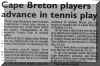 Cape Breton players advance in tennis play
