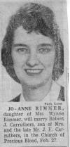 JO-ANNE RIMMER, daughter of Mrs. Wynne Rimmer will marry Robert J. Carruthers, son of Mrs. and the late Mr. J. H. Carruthers in the [Roman Catholic] Church ... - 1960RimmerJo-Anne-1_200_small
